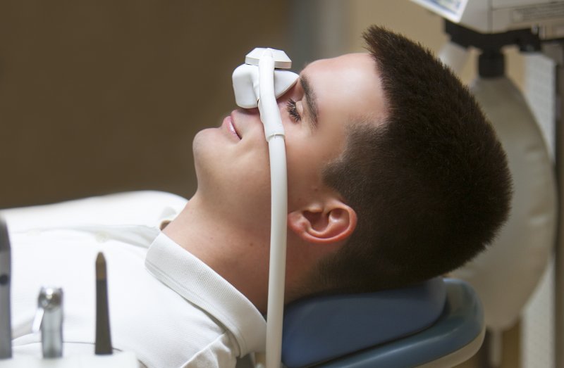 Patient getting nitrous oxide administered