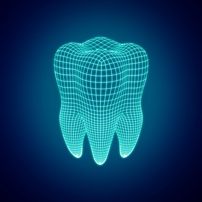 Digital render of tooth representing digital impression